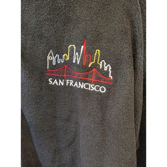 Vintage Men's Full Zip Made In USA Blue Flesse Embroidered San Franscio - Picture 7 of 11